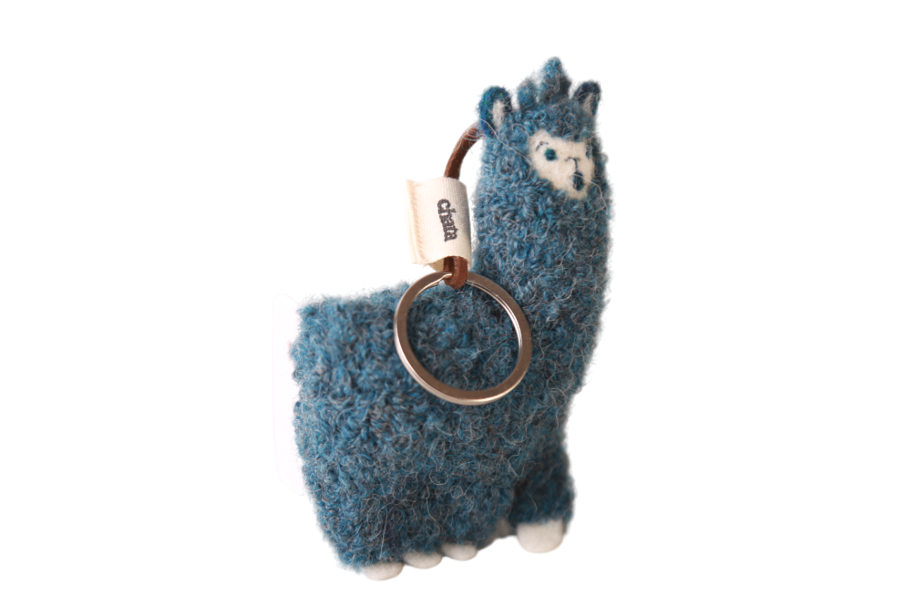 Llavero Chata de Alpaca Celeste