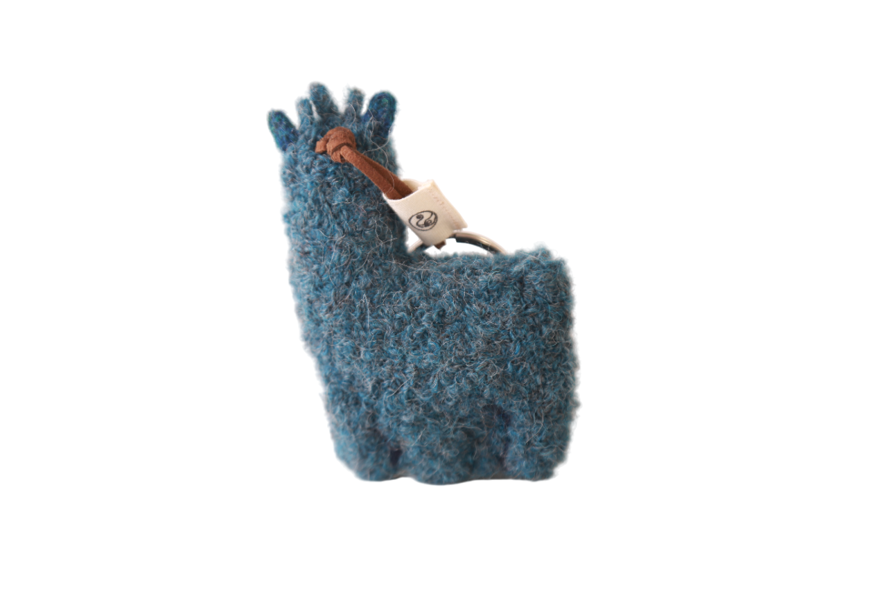 Llavero Chata de Alpaca Celeste