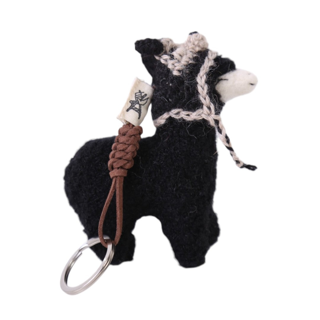 Llavero alpaca Kusi con gorro de oso de anteojos