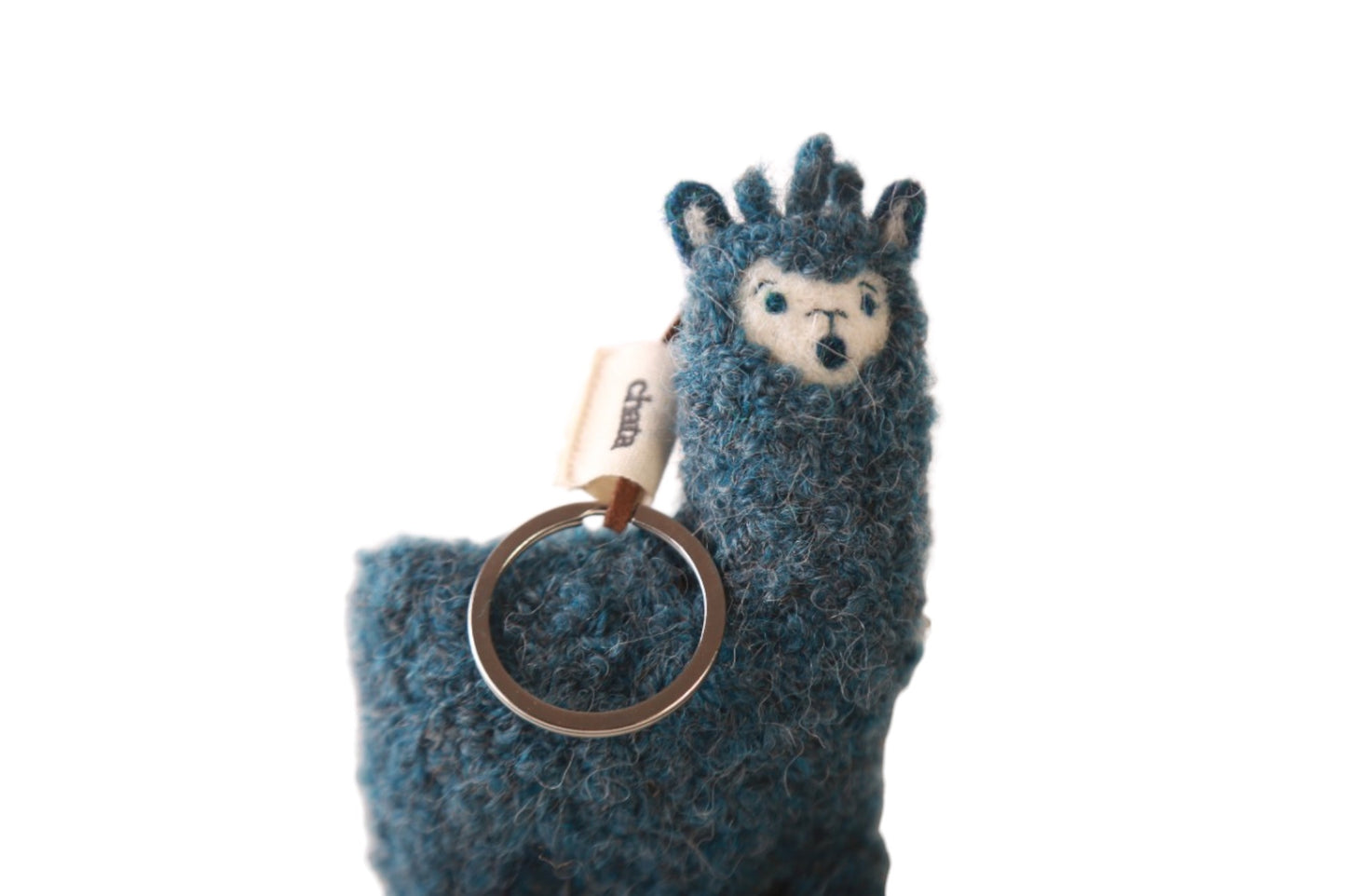 Llavero Chata de Alpaca Celeste