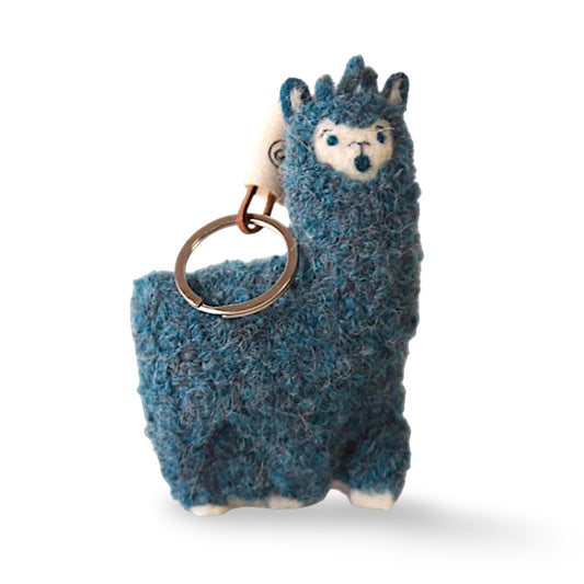 Llavero Chata de Alpaca Celeste